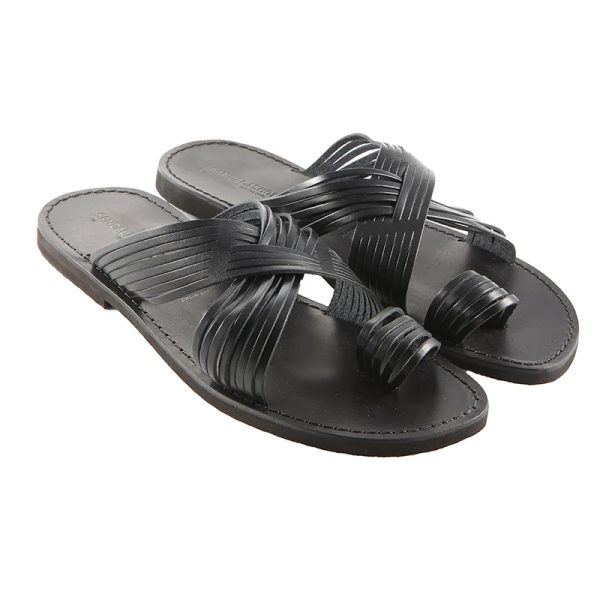 Sandalo artigianale infradito Bellissimo nero da uomo Sandalishop