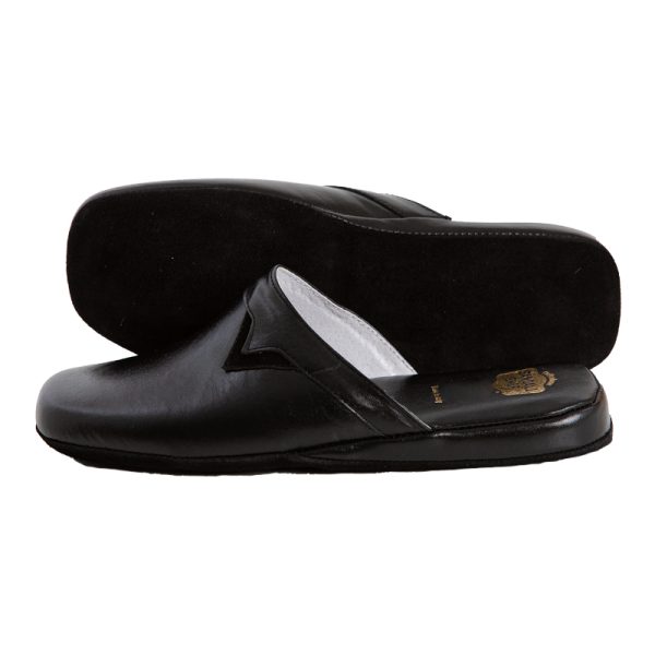 Pantofola in pelle America nera da uomo Sandalishop