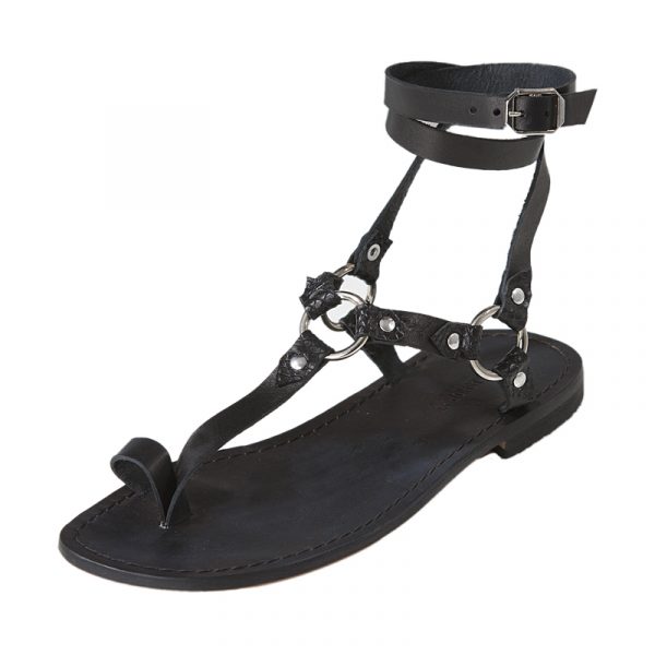 genuine leather men's lace up ankle sandals