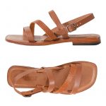 Square toe leather sandals for women