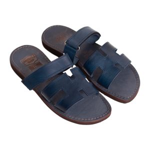 ciabatta uomo blu marine cuoio