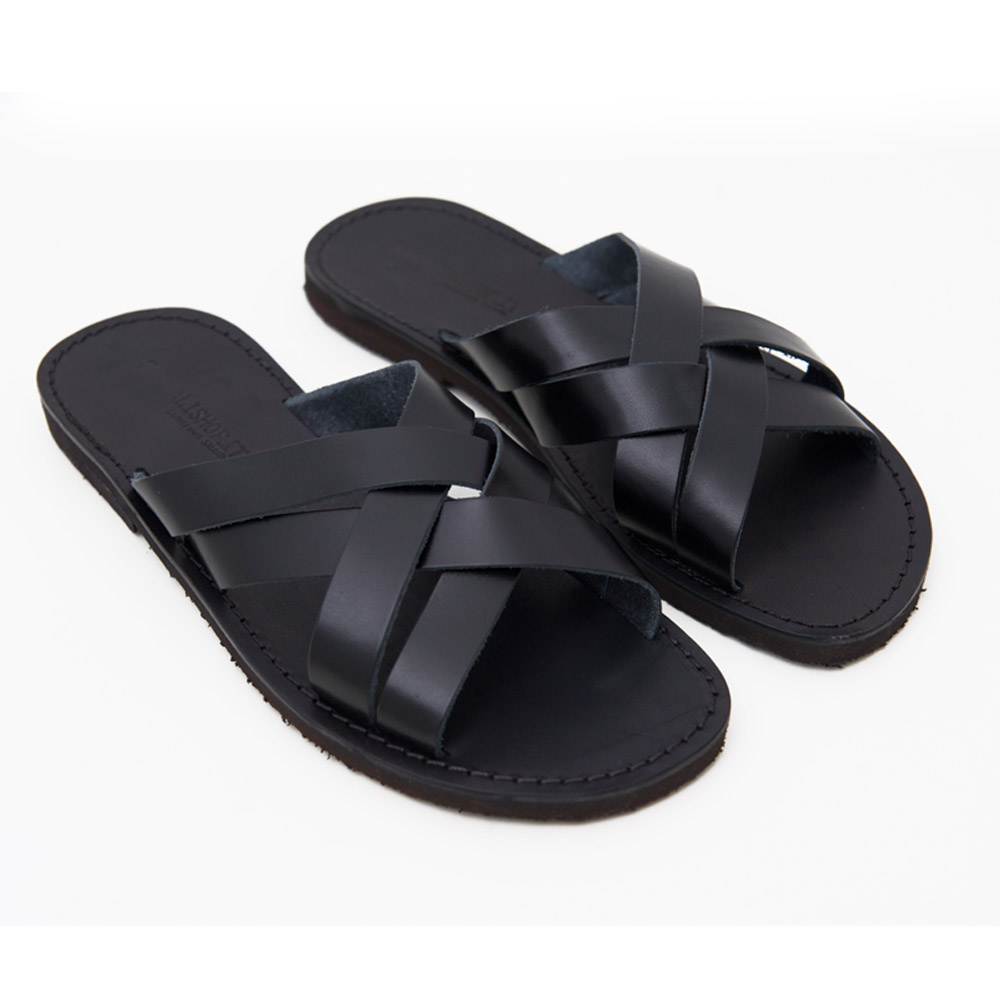 MADE IN ITALY Ciabatte uomo pelle e cuoio Chidro Neri eleganti