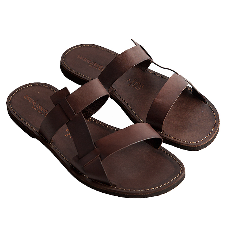 Men's Francescano Slide sandals in Brown - Sandalishop.it