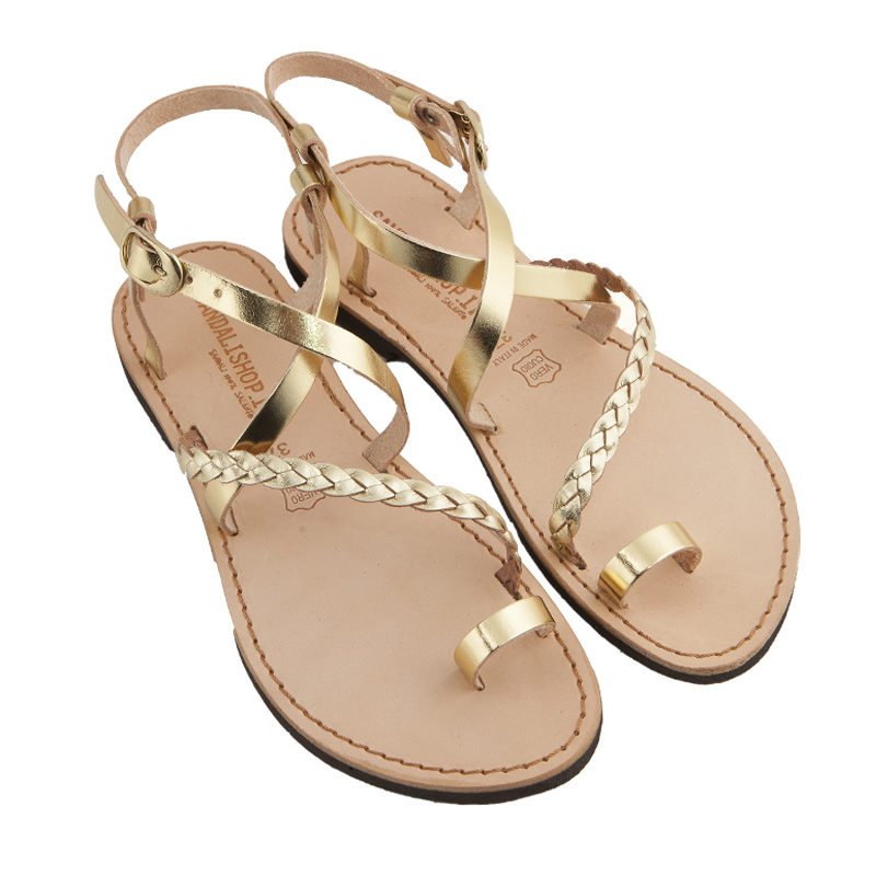 Women s Treccia Strappy sandals in Gold Sandalishop
