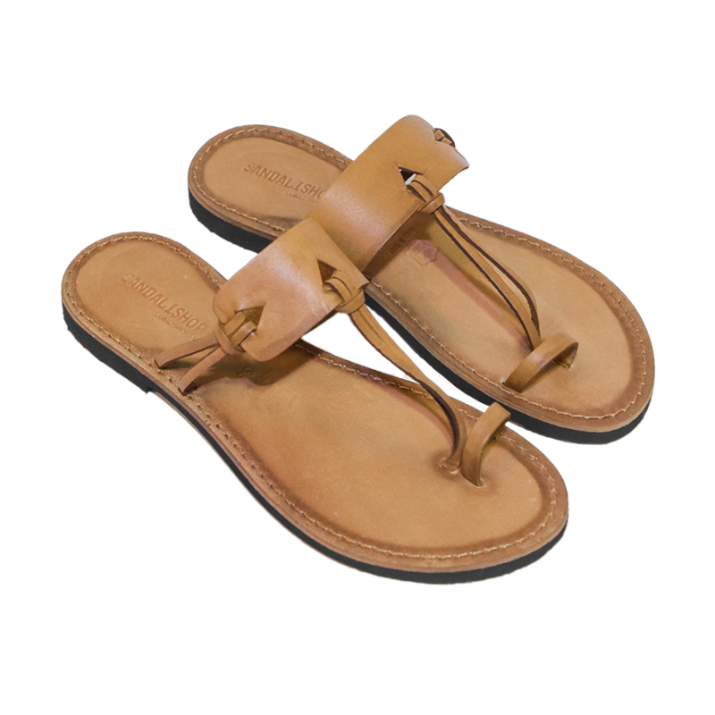 Sandalo artigianale infradito Itaca cognac da donna Sandalishop