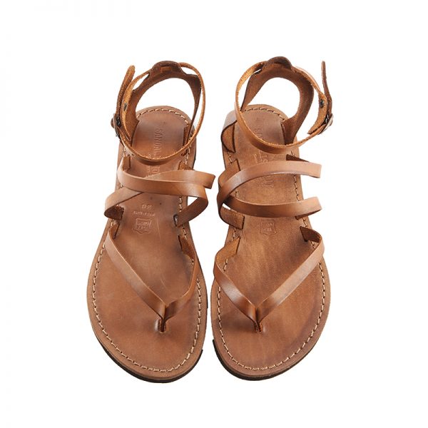 Women's Selfie Lace up sandals in Cognac - Sandalishop.it